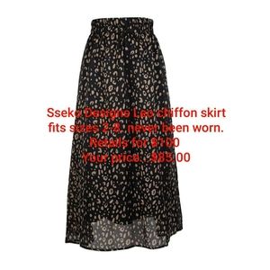 Sseko Designs leopard print chiffon blend skirt